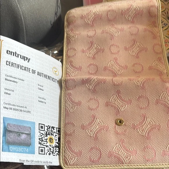 Pink Celine Canvas Wallet - Picture 3 of 4